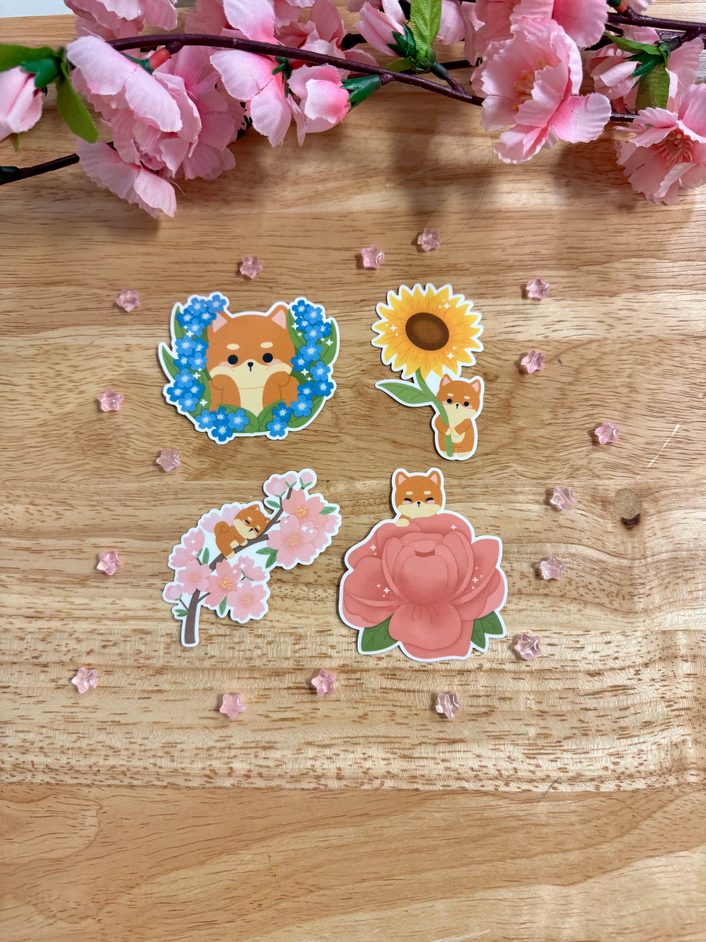 Shiba Flower Stickers